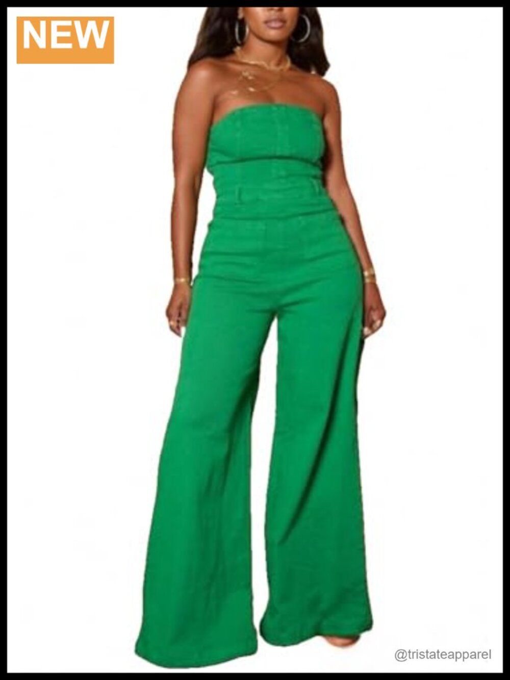 Sexy Strapless Denim Jumpsuit Wide Leg Off Shoulder Tube Top Romper